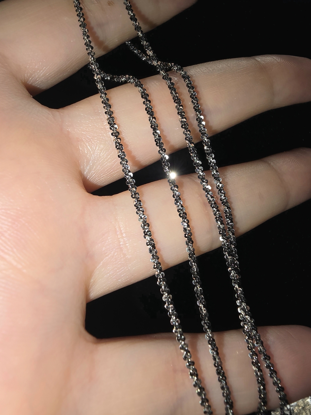 20" Twisted Rock Two-Tone Sterling Silver Black Rhodium Plated Chain Necklace